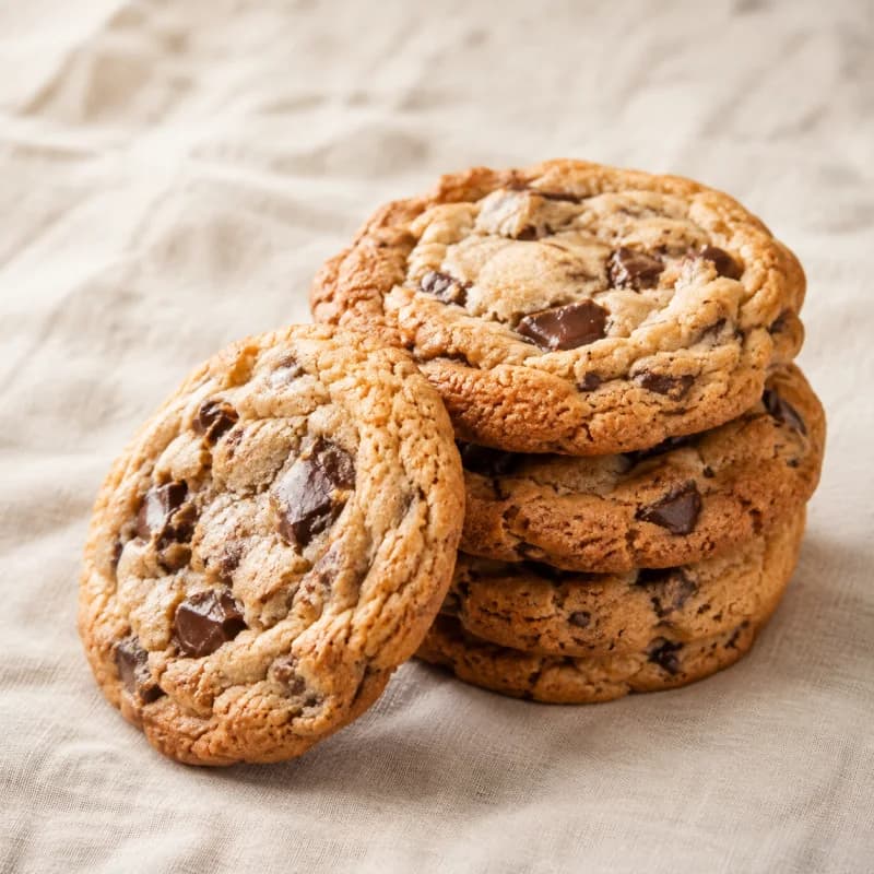 A stack of homemade chocolate chip cookies